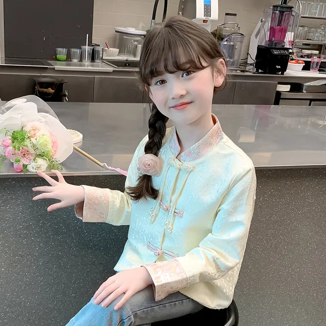 女童外套2025新款春装儿童汉服国风中式两件套春秋款女孩洋气套装