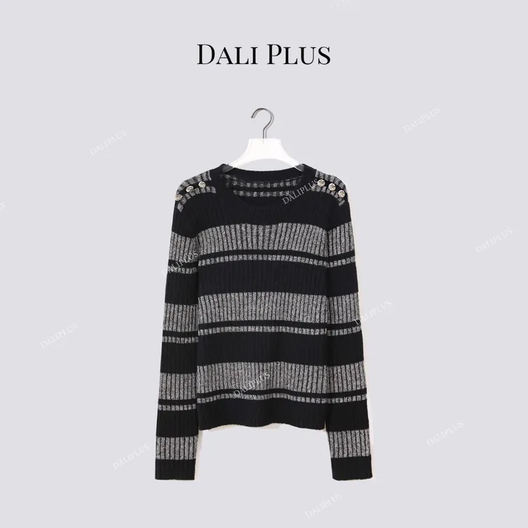DALI PLUS“竖坑条条纹毛衣”苏力羊驼羊毛混纺针织衫-D5MM3322