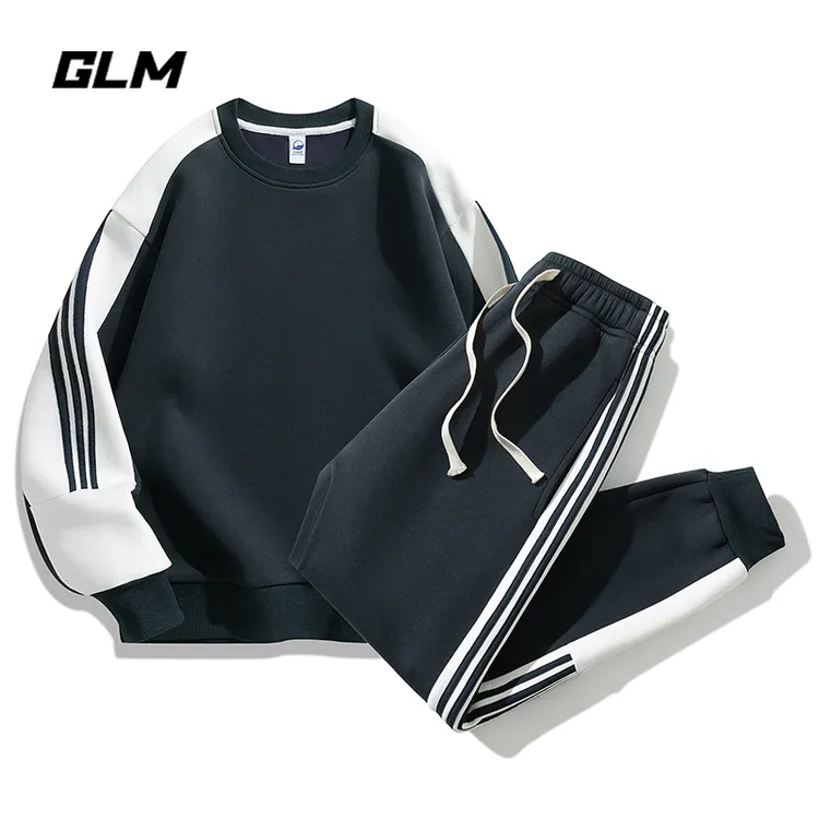 GLM【运动套装】春秋季圆领情侣卫衣卫裤男士长袖T恤上衣服潮流男装