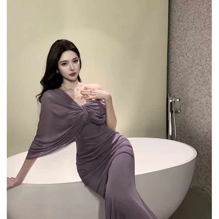 【原版布+胸垫】无袖抹胸鱼骨连衣裙女夏季收腰显瘦气质包臀长裙
