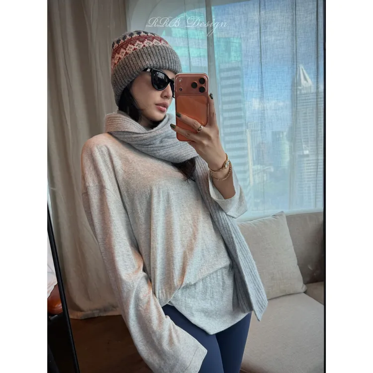 RRB Design 低调奢华长绒棉羊毛混纺亲肤舒适休闲圆领上衣