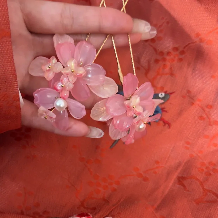 (豆蔻)古风琉璃桃花小钗汉服配饰发饰