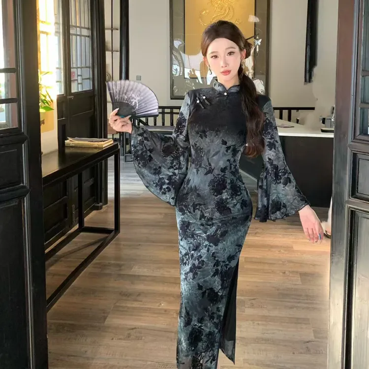 云韵|如愿复古风单旗袍包袖中国风日常旗袍气质时尚网红复古