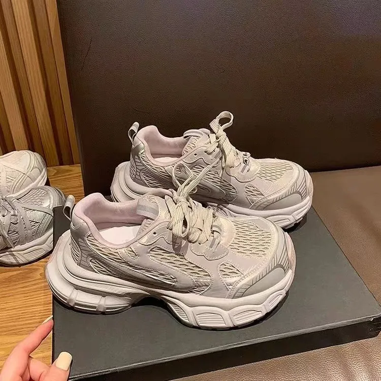 港风老爹鞋女透气网面2025新款夏季休闲运动爆款鞋子厚底女鞋百搭