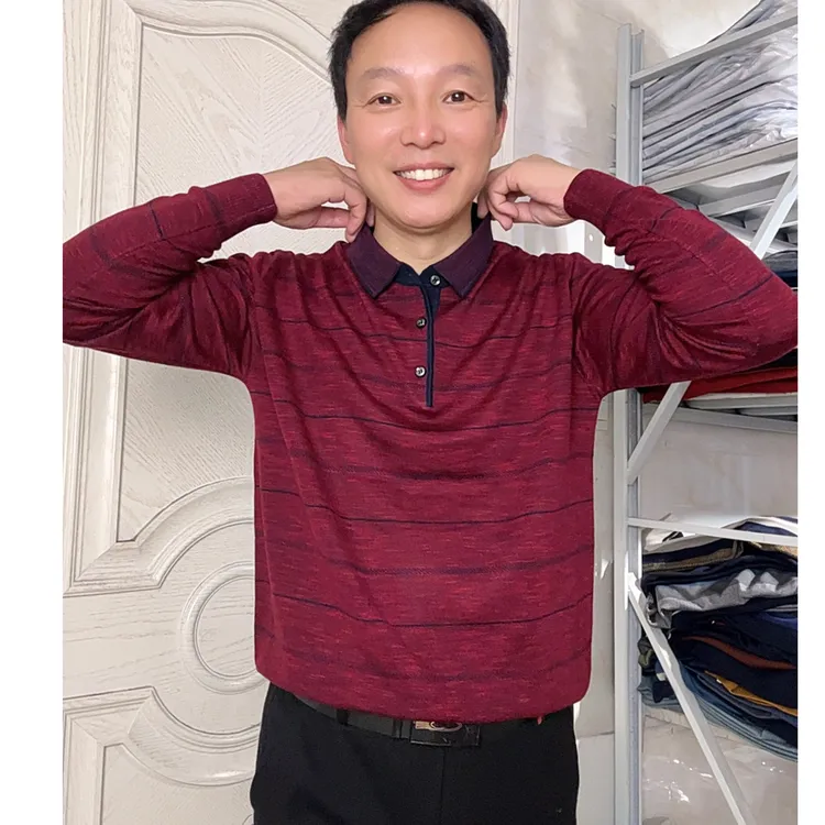 中年男装长袖薄毛衣针织衫