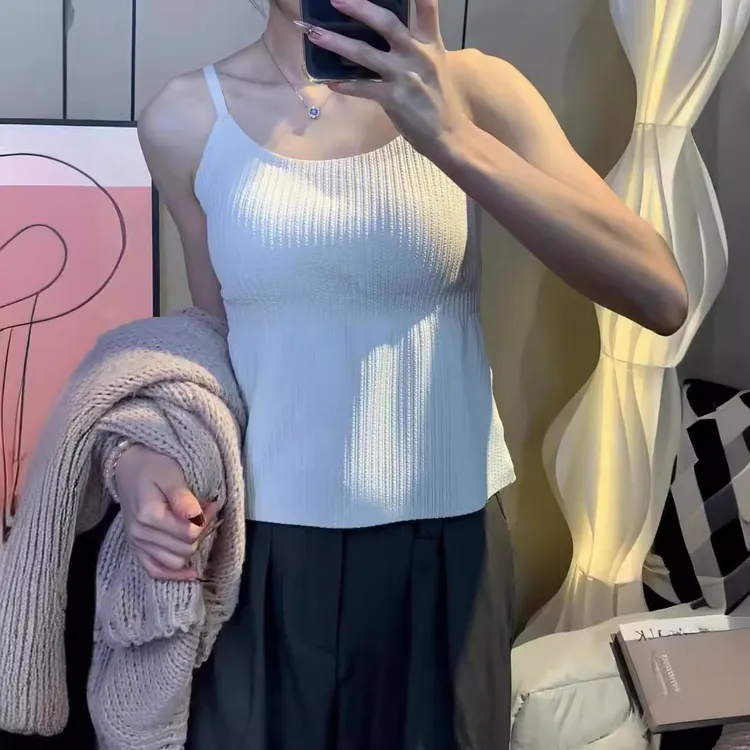 四季显瘦打底吊带背心内搭外穿美背内衣一垫白色长款百搭