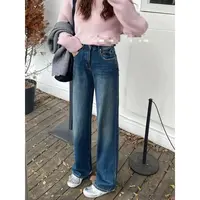 138牛仔裤女冬新款直筒裤时尚高腰直筒裤