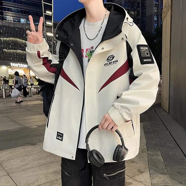 长袖连帽工装休闲青少年休闲连帽夹克韩版上衣秋季帅气男士学生