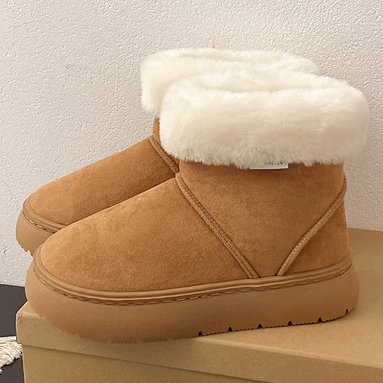 优遇家冬季时尚雪地靴外穿保暖厚底棉鞋女款加绒加厚雪地靴DL