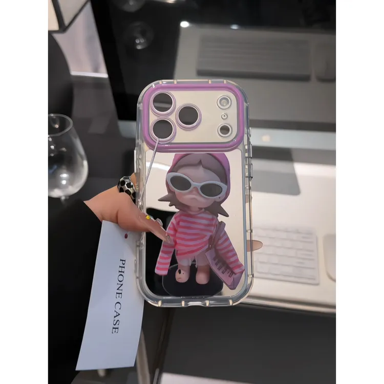 墨镜小姐姐适用苹果17pro手机壳16pm镜面oppo华为p80奶油oppo小米