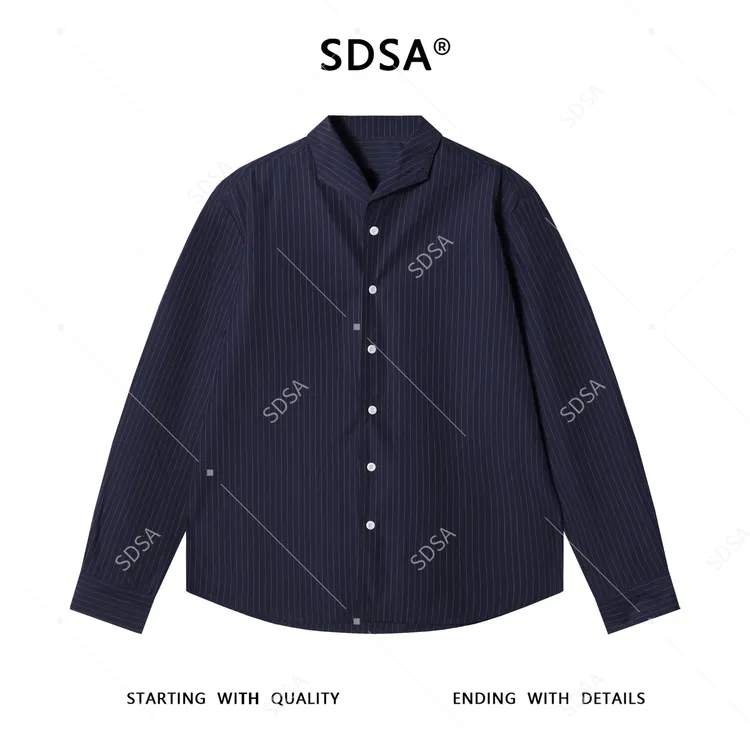 SDSA男士秋冬新款痞帅男装复古撞色竖纹长袖衬衫百搭商务时尚衬衣