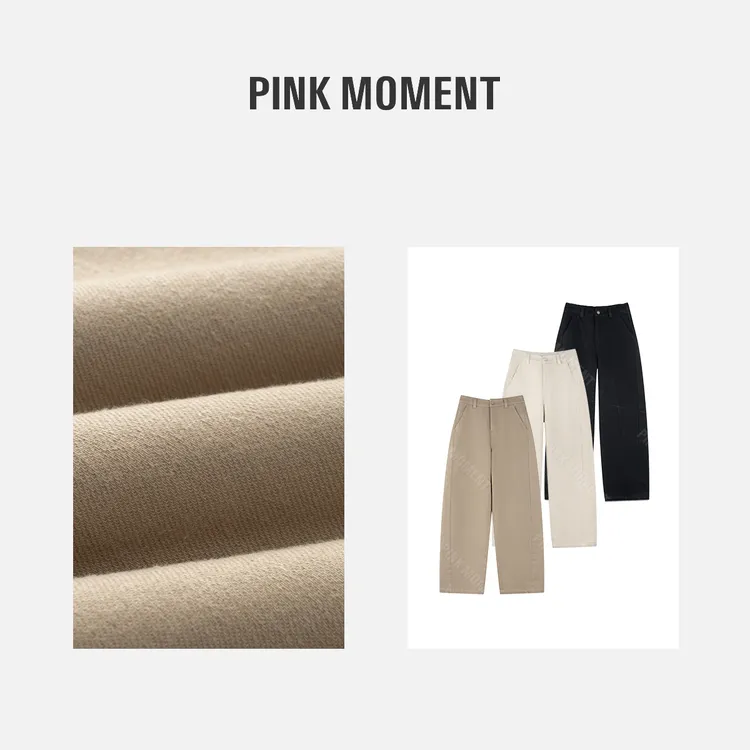 PM王囡囡 米白/卡其/藏青 侧分线弯刀厚款加绒牛仔裤 ND1D1902
