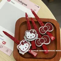 hellokitty发夹定型夹子无痕卡通可爱红色KT猫发夹大号少女心甜美