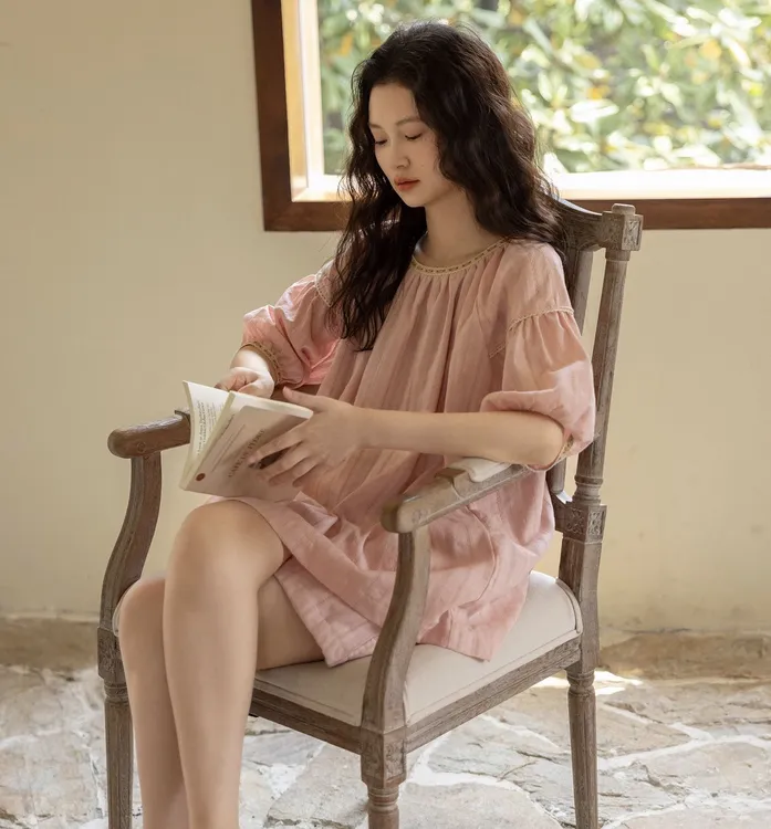 皇子精选｜夏季夏天纯棉短袖短裤家居服粉色韩版套装