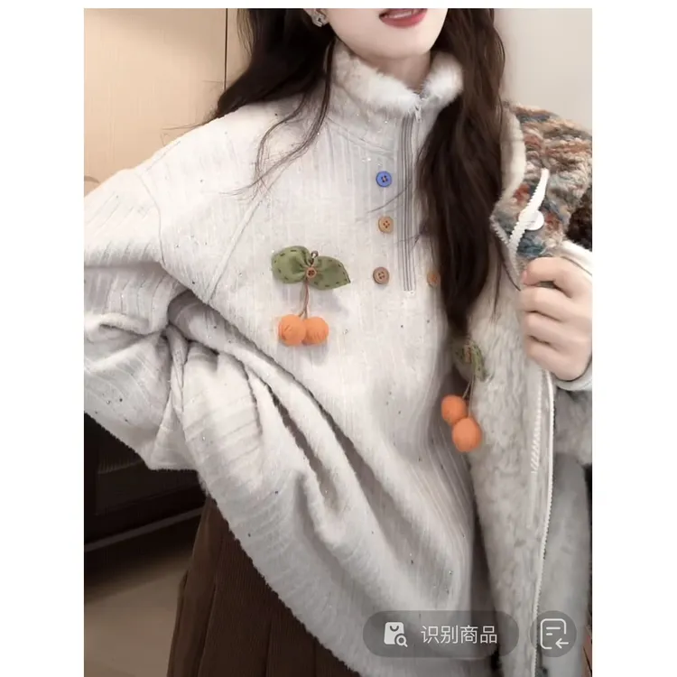 时尚秋冬保暖亲肤高领打底衫卫衣+胸针【16392C款】