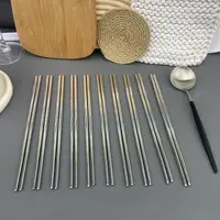 中式亮面抛光圆筷子10双配1只勺【勺筷随机款】家用厨房【汤家限定】