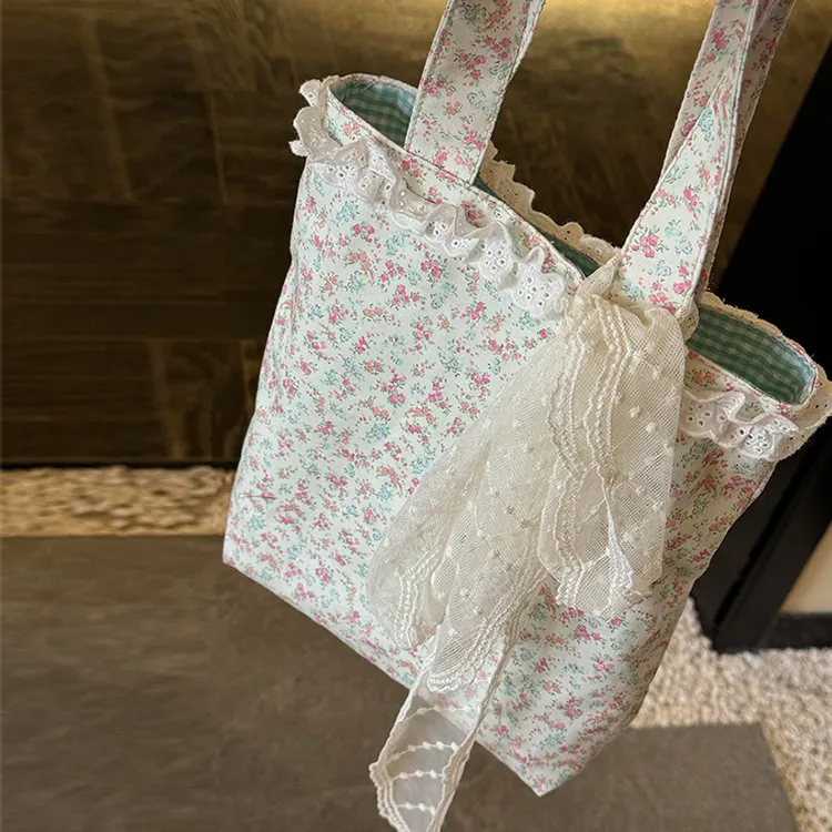 韩系ins风小清新碎花单肩腋下包通勤大容量便携手提帆布包托特包