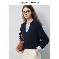 VEGACHANG【简系高级】假两件针织衫女2025新款秋季高级感简0376JJ