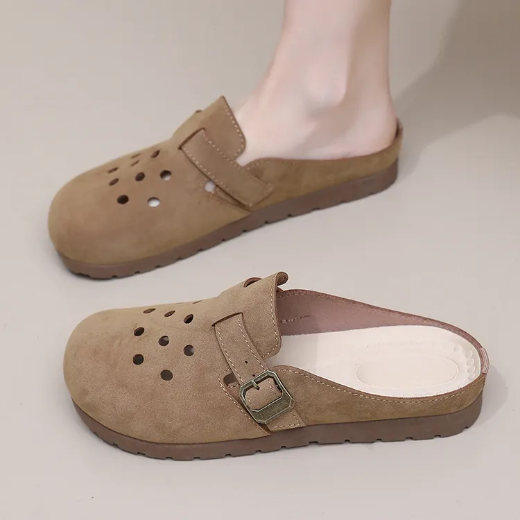 夏季新款踩屎感软底勃肯鞋一脚蹬懒人洞洞鞋女鞋时尚透气包头拖鞋