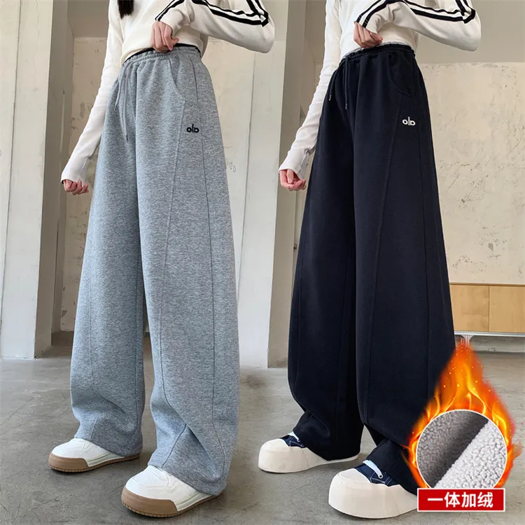 女童加绒运动裤冬季2025新款大童卫裤儿童春秋季女孩阔腿裤子冬装