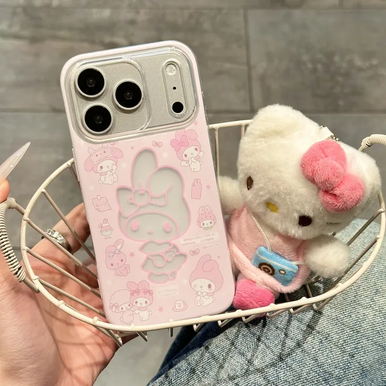 卡通可爱镂空美乐蒂适用iPhone17pro/16/15手机壳简约防摔14pro