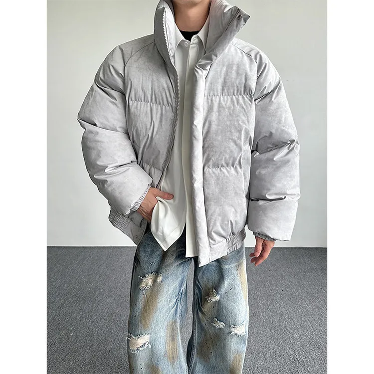 脏脏棉服冬季新款扎染立领设计感短款棉衣男士百搭保暖面包服痞帅