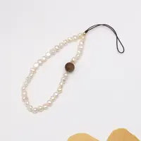 沉香挂件｜淡水珍珠手机挂件挂链棕色绳5～6mm GJ004