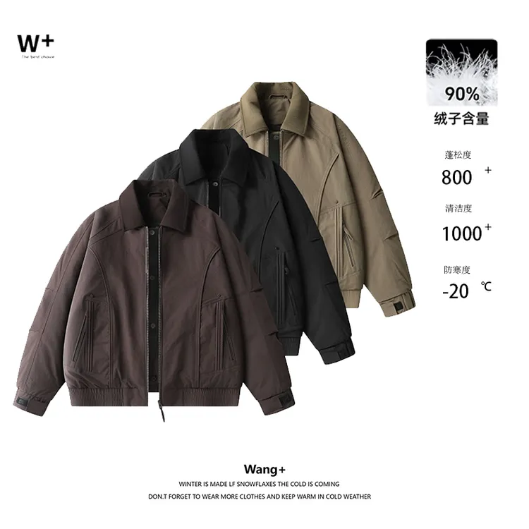 【Wang+】冬季加厚假两件美式硬汉风90白鸭绒羽绒服三防户外夹克626