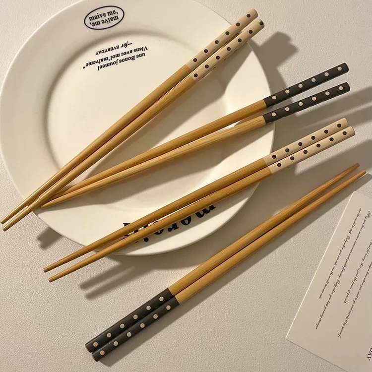 天然防霉波点筷子家用天然竹木高档竹筷防菌耐高温好夹一人一筷子