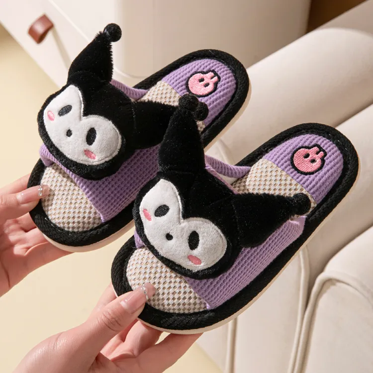儿童亚麻拖鞋女童2025新款室内小女孩家用公主可爱棉麻拖鞋中大童