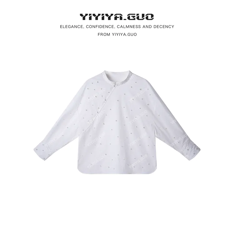 yiyiya.Guo艺艺吖【闪耀珍珠】冬季新款烫钻长袖时尚衬衫090277SS52