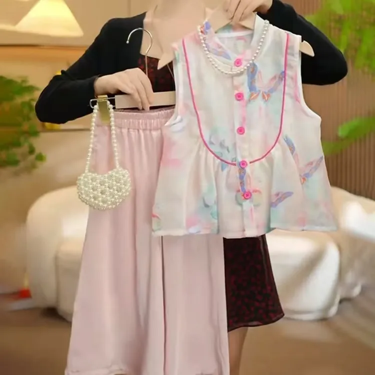 女童夏装套装2025新款中大儿童夏季新中式国风两件套小女孩韩版