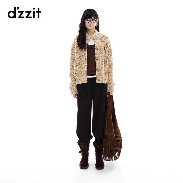 【商场同款新品】dzzit地素针织衫25冬复古牛角扣外套女3J4E5401L