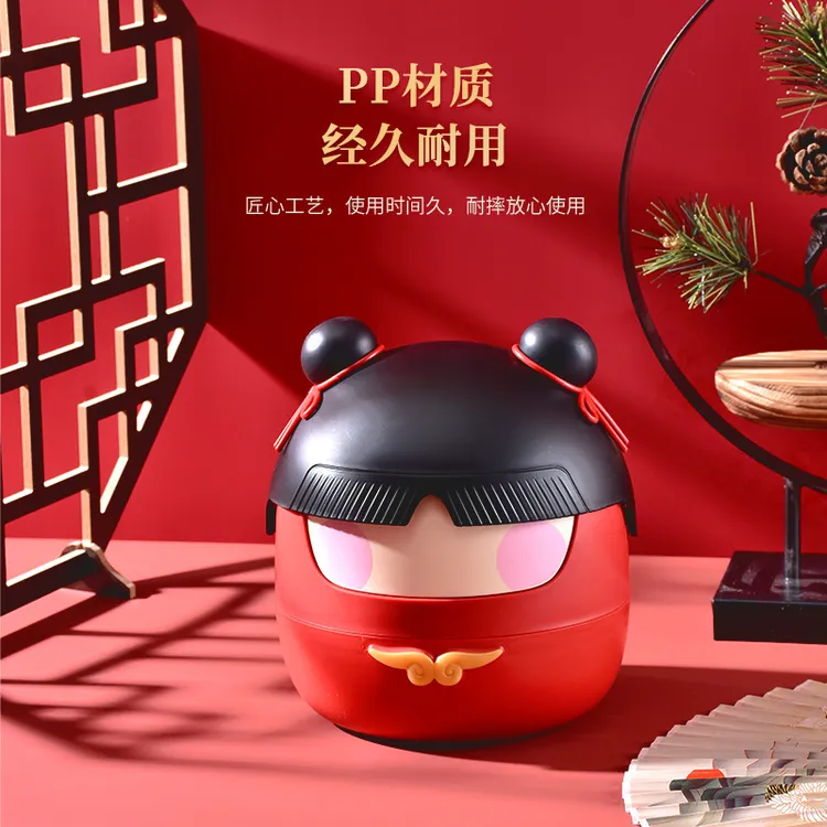 兼至哪吒桌面垃圾桶儿童学生可爱翻盖纸篓家用办公杂物整理收纳桶