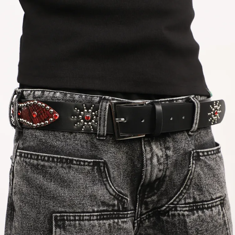 ChillHigh C2 红宝石蟒皮钮钉 国潮原创设计压纹金属皮革腰带男女