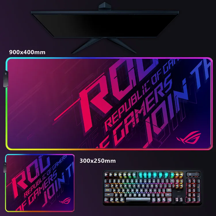 华硕RGB发光大号鼠标垫适用男生男朋友礼物游戏电竞锁边ROG桌垫