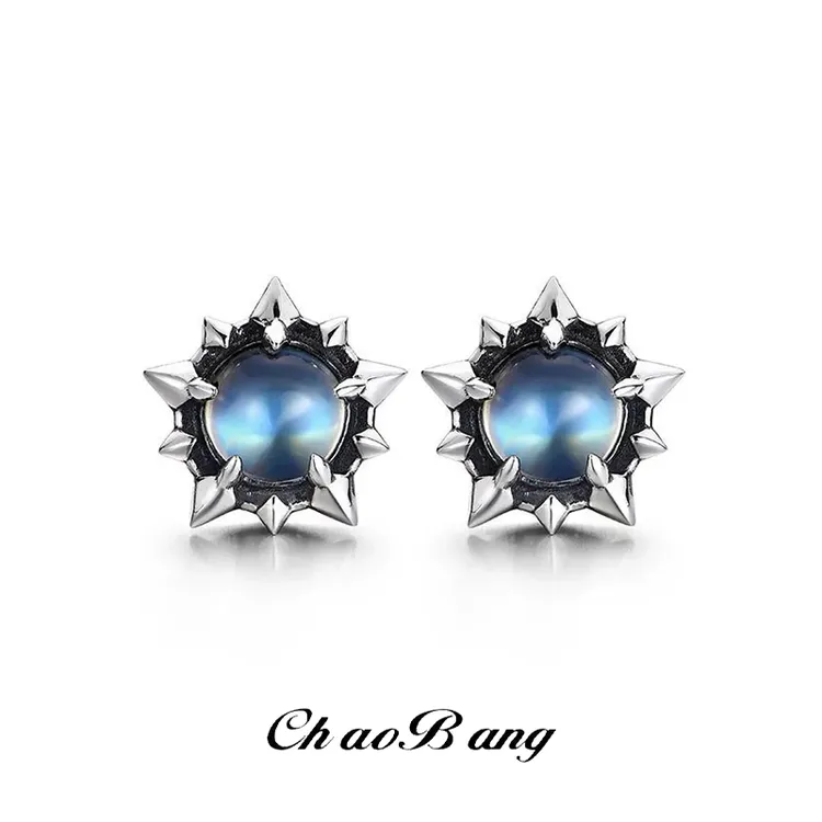 铜合金玻璃耳饰 北极星耳钉男个性小众高级感耳饰单只痞帅ins饰品