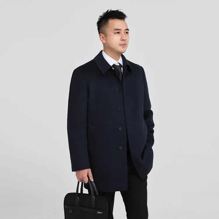 【100山羊绒】XG95鹅绒内胆单排扣长款行政夹克外套