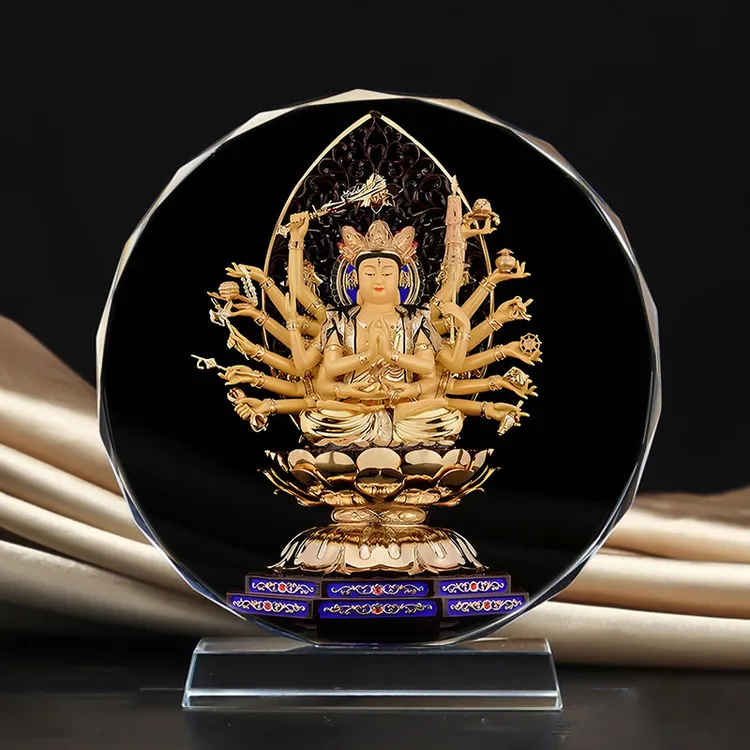 准提菩萨准提佛母佛画像水晶摆台家用玄关摆件纪念品礼物图片定制