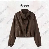【AR0SE•正品】2025秋季新款立领PU短外套休闲气质夹克外套3019