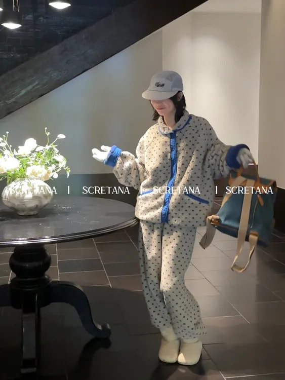 SCRETANA/安娜的秘密鹿巷蓝冬季可爱可外穿加绒加厚保暖家居服