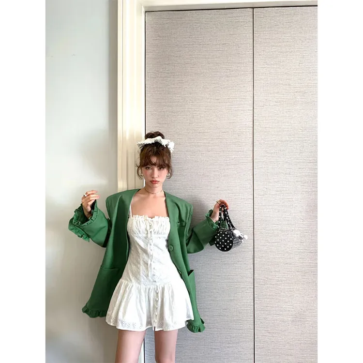 春季新款时尚修身显瘦紧身连衣裙小众设计感宽松休闲百搭西装外套