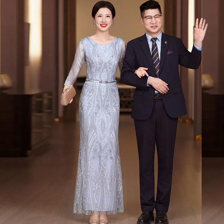 9504高贵优雅喜婆婆婚宴礼服裙高端轻奢设计感晚宴敬酒服鱼尾长裙