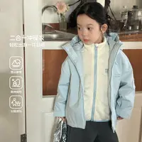【大小卷】新品韩版童装休闲二合一连帽男女童冲锋衣外套-52428