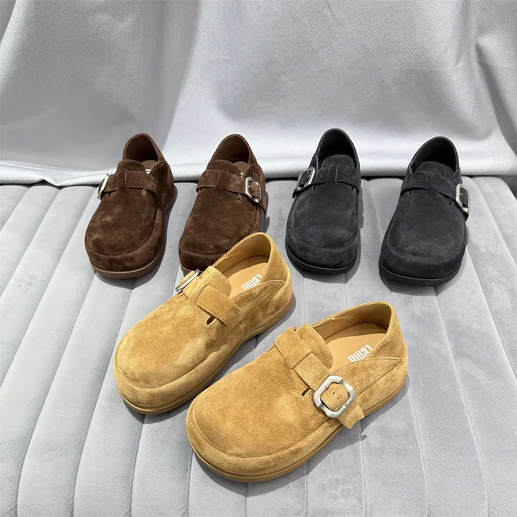 欧洲站乐魔女鞋2025秋新款真皮时尚厚底勃肯鞋百搭休闲一脚蹬单鞋