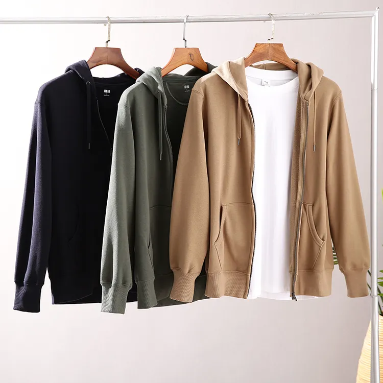 秋季男士纯色简约百搭休闲开衫宽松连帽长袖卫衣外套Z1276-803