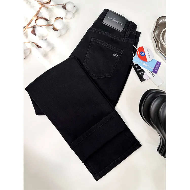 秋冬季新款加绒黑色九分牛仔裤女高腰直筒全向弹时尚小个子烟管裤