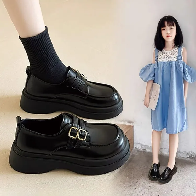 2025软底皮鞋大童黑色乐福公主鞋小学生新款女童单鞋春秋款儿童鞋