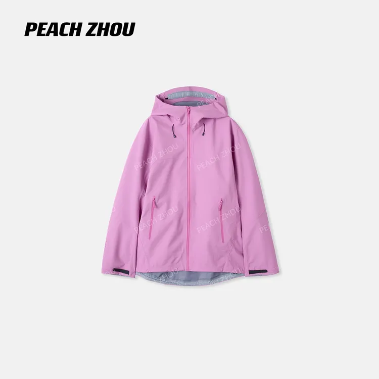 『PEACHZHOU』三防SL硬壳户外宽松连帽冲锋衣滑雪登山拉链夹克外套