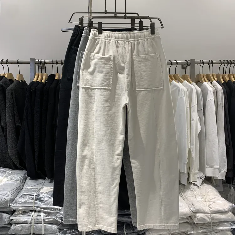 定制面料男长裤高克重560克毛线圈老钱风分割线直筒裤休闲裤5508